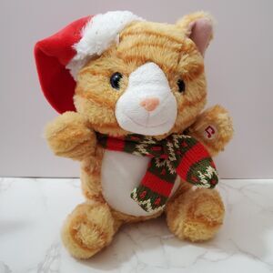 Cuddle Barn Plush Tabby Cat Animated Plush Mittens Holiday Whirler Orange Kitty